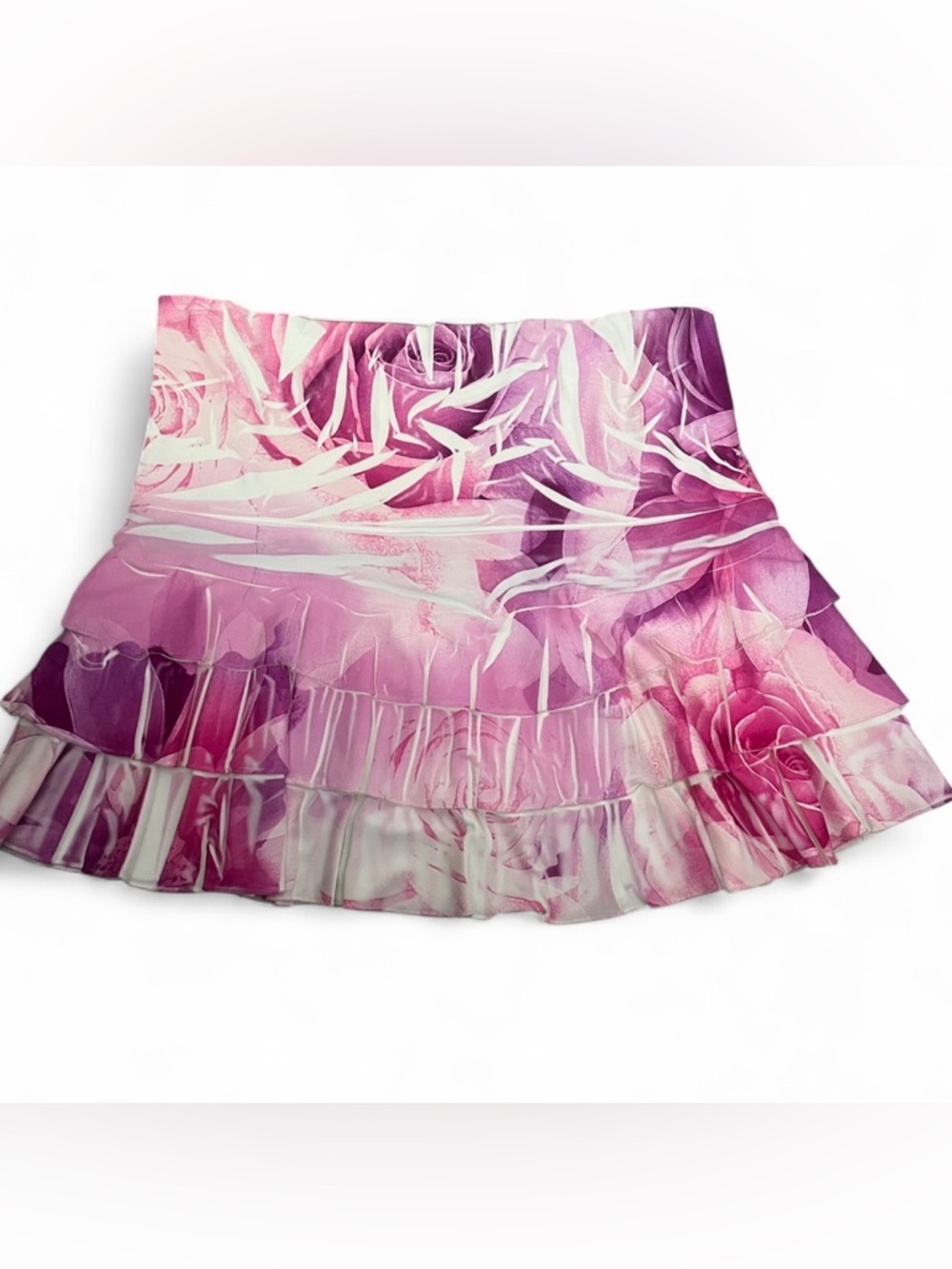 Soprano Pink & Purple Floral Skirt with Ruffle Hem